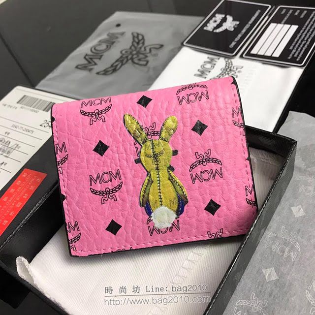 MCM錢包 原單 8014 兔子款兩折錢包 3D絲印圖案 MCM女短錢包 MCM零錢包  mdmc1335
